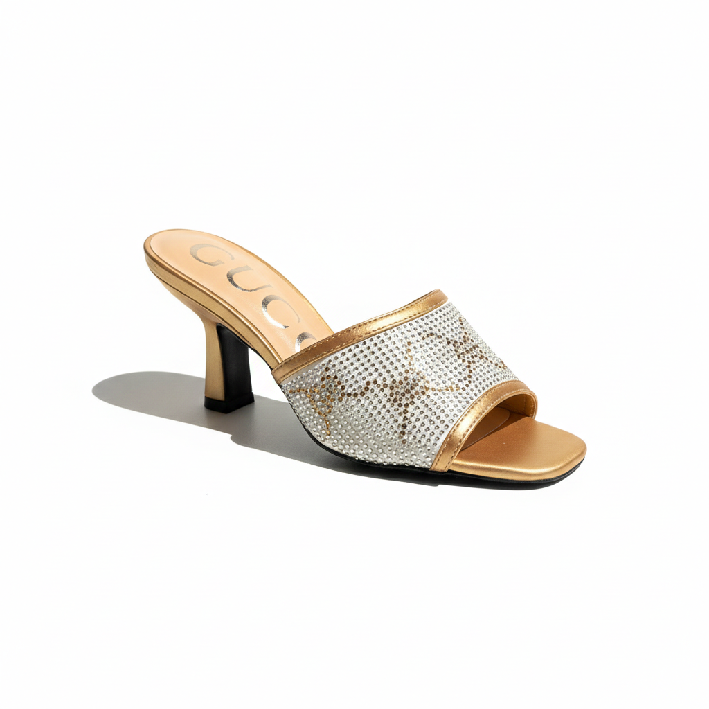 Gucci Women Gg Crystal Embellished Heeled Sandals
