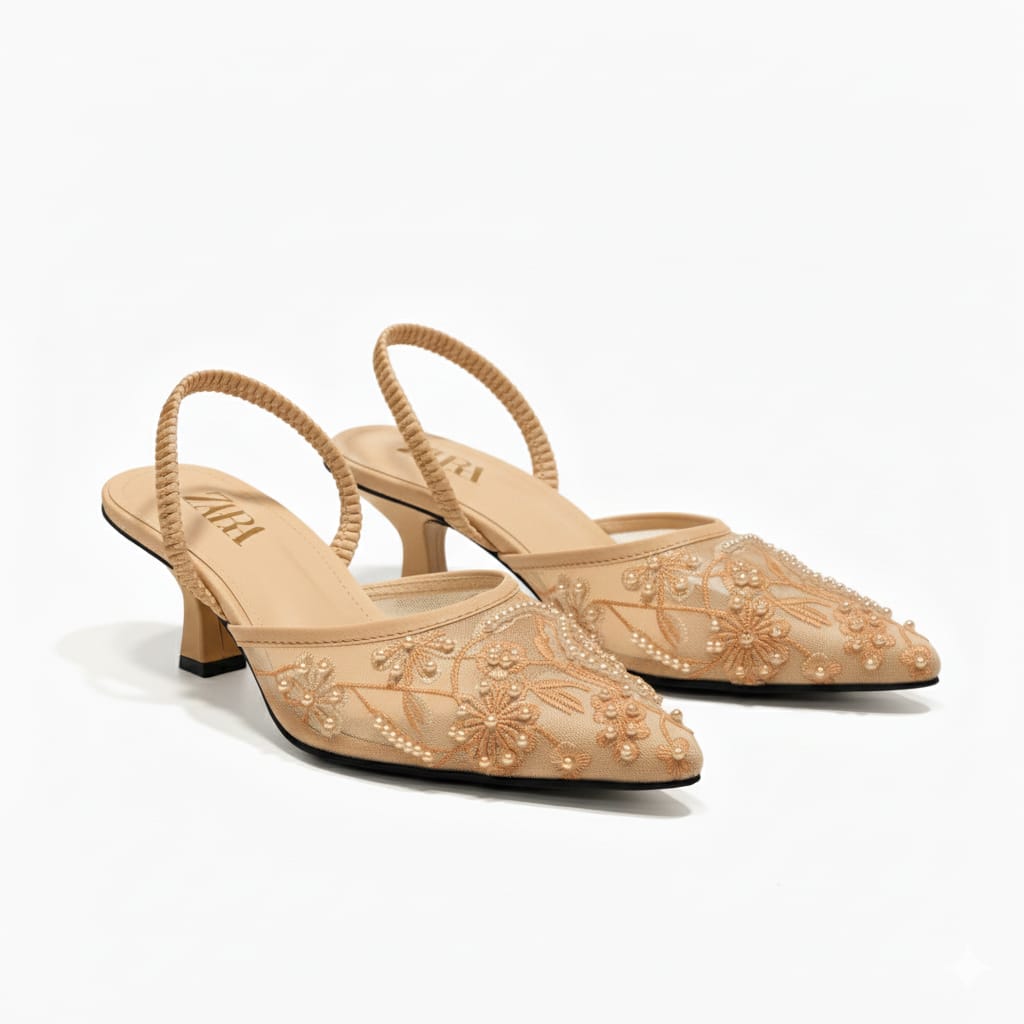 ZARA Embroidered Pump Heels