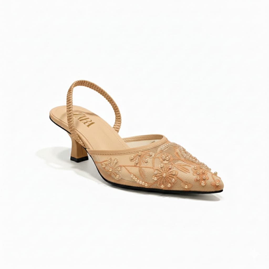 ZARA Embroidered Pump Heels