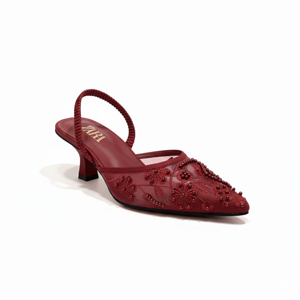 ZARA Embroidered Pump Heels