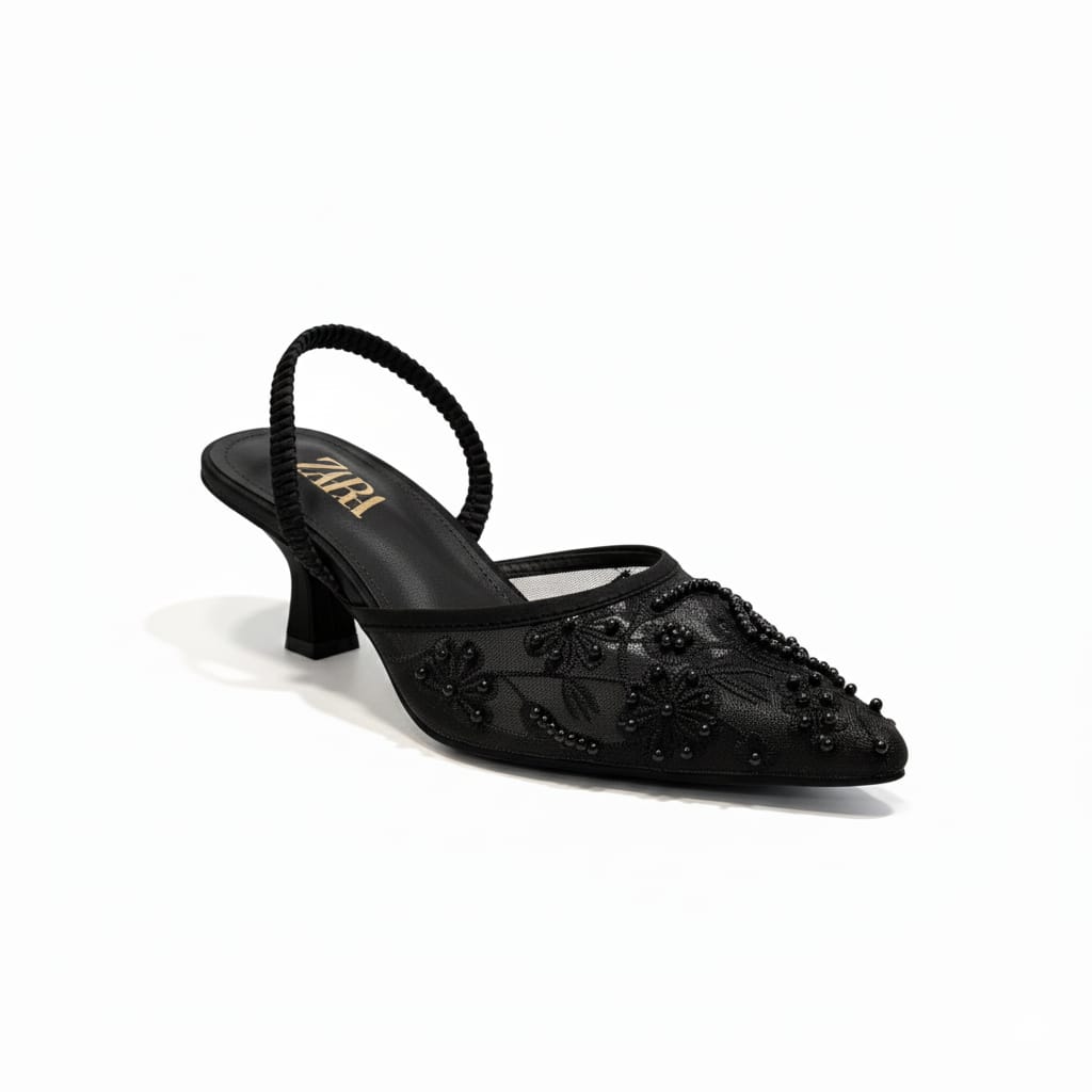 ZARA Embroidered Pump Heels