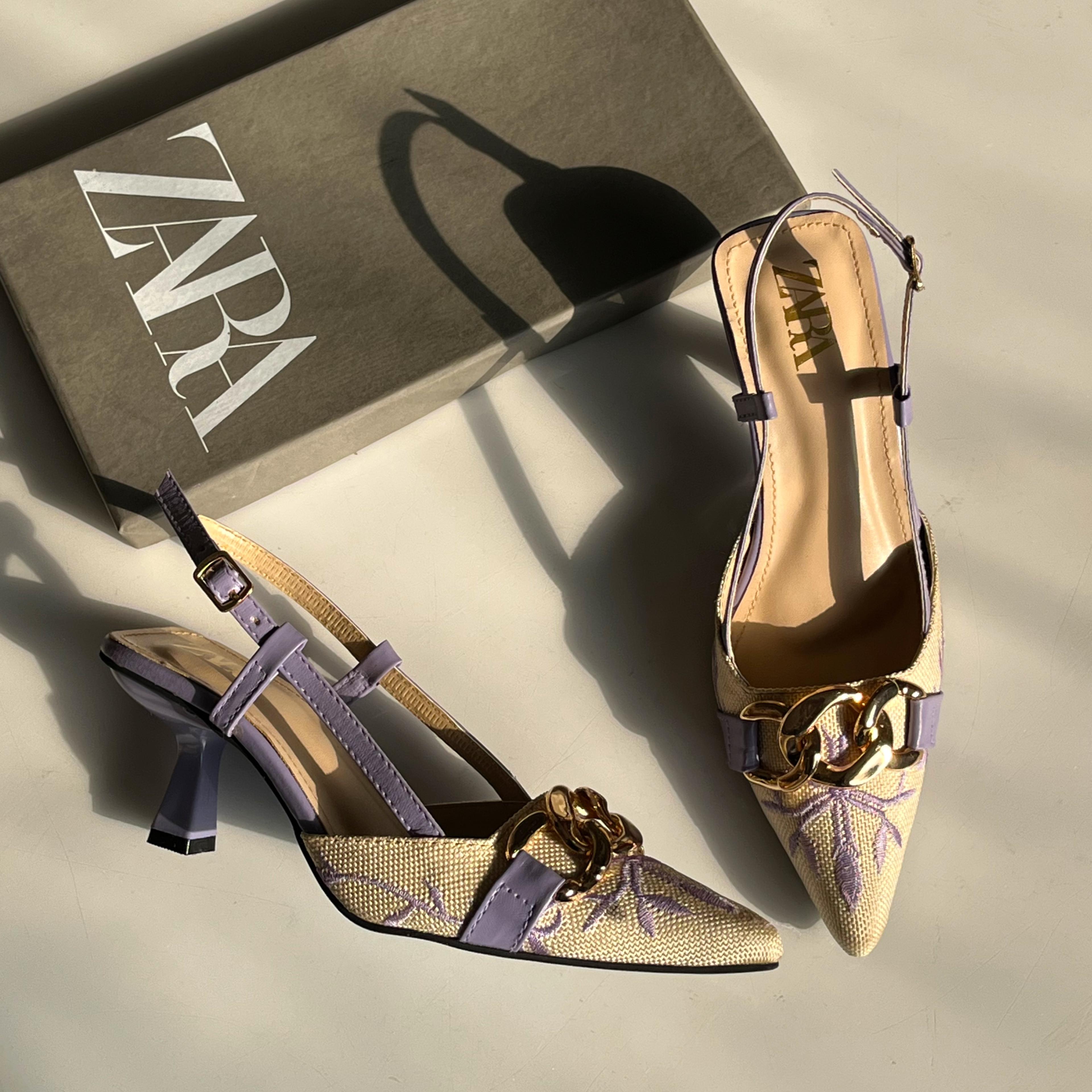 ZARA Floral Embroidered Heels