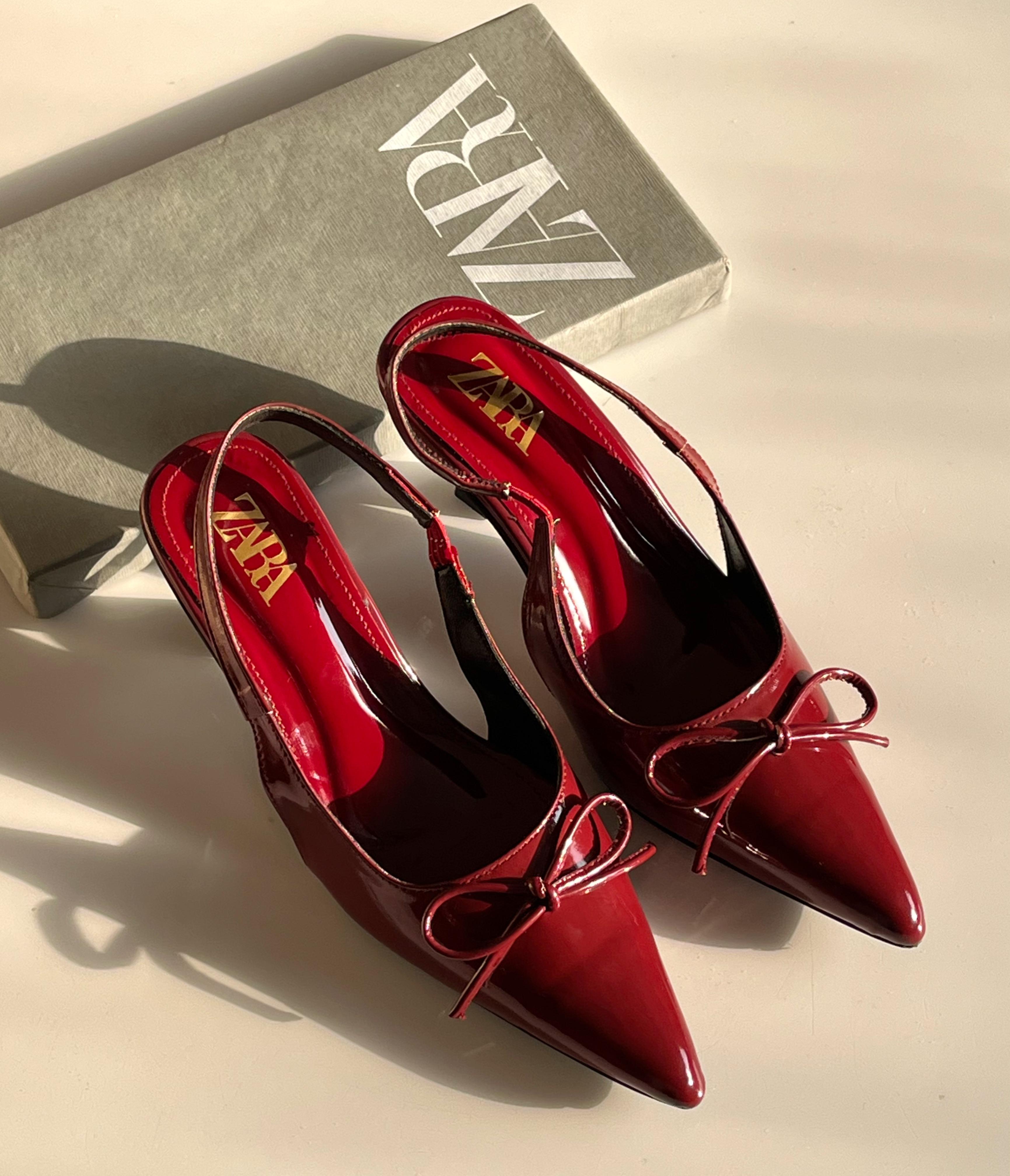 ZARA BOW PATENT SLINGBACK