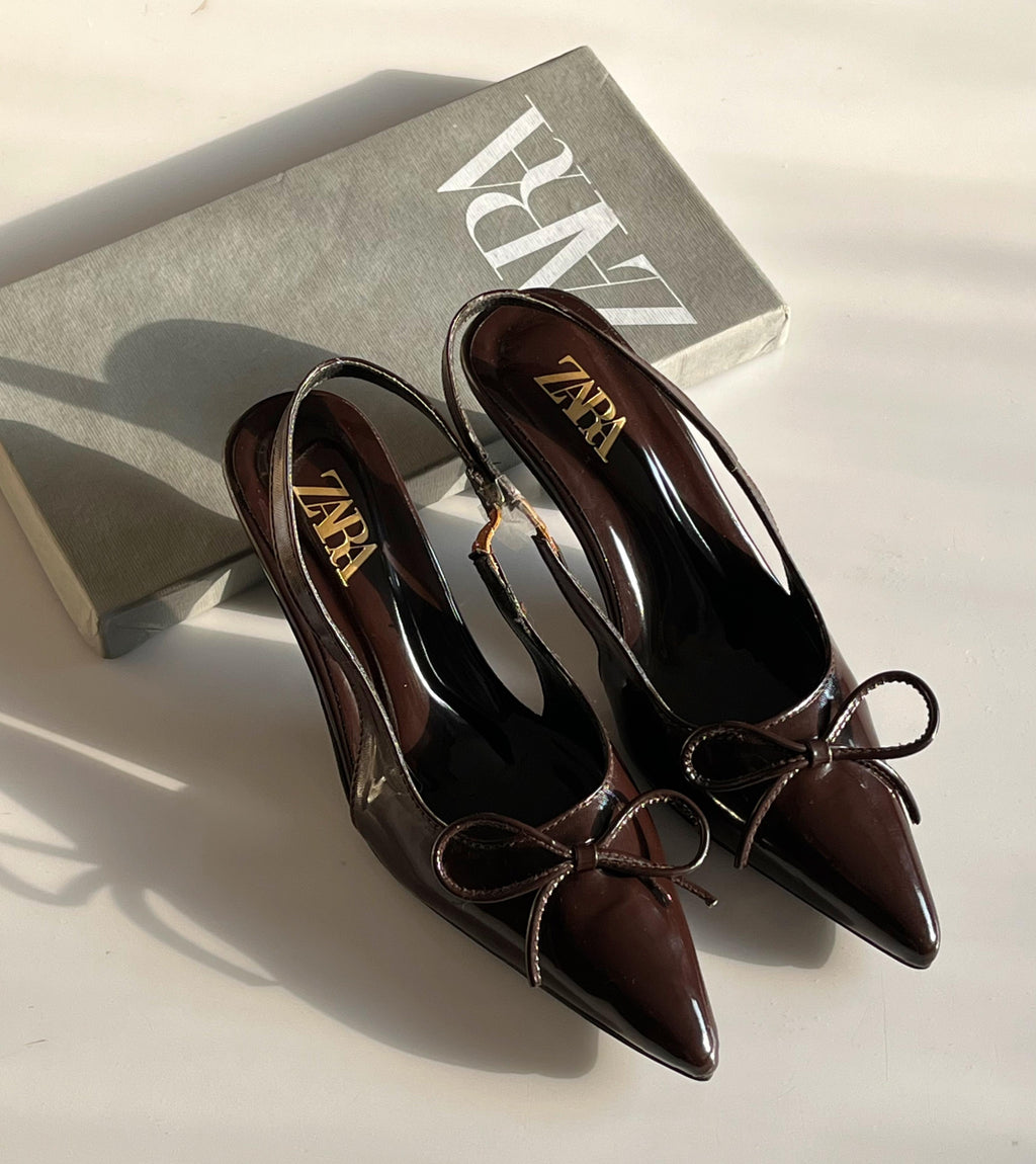 Sale BOW PATENT SLINGBACK( ALLOW TO OPEN AND FREE SHIPPING )