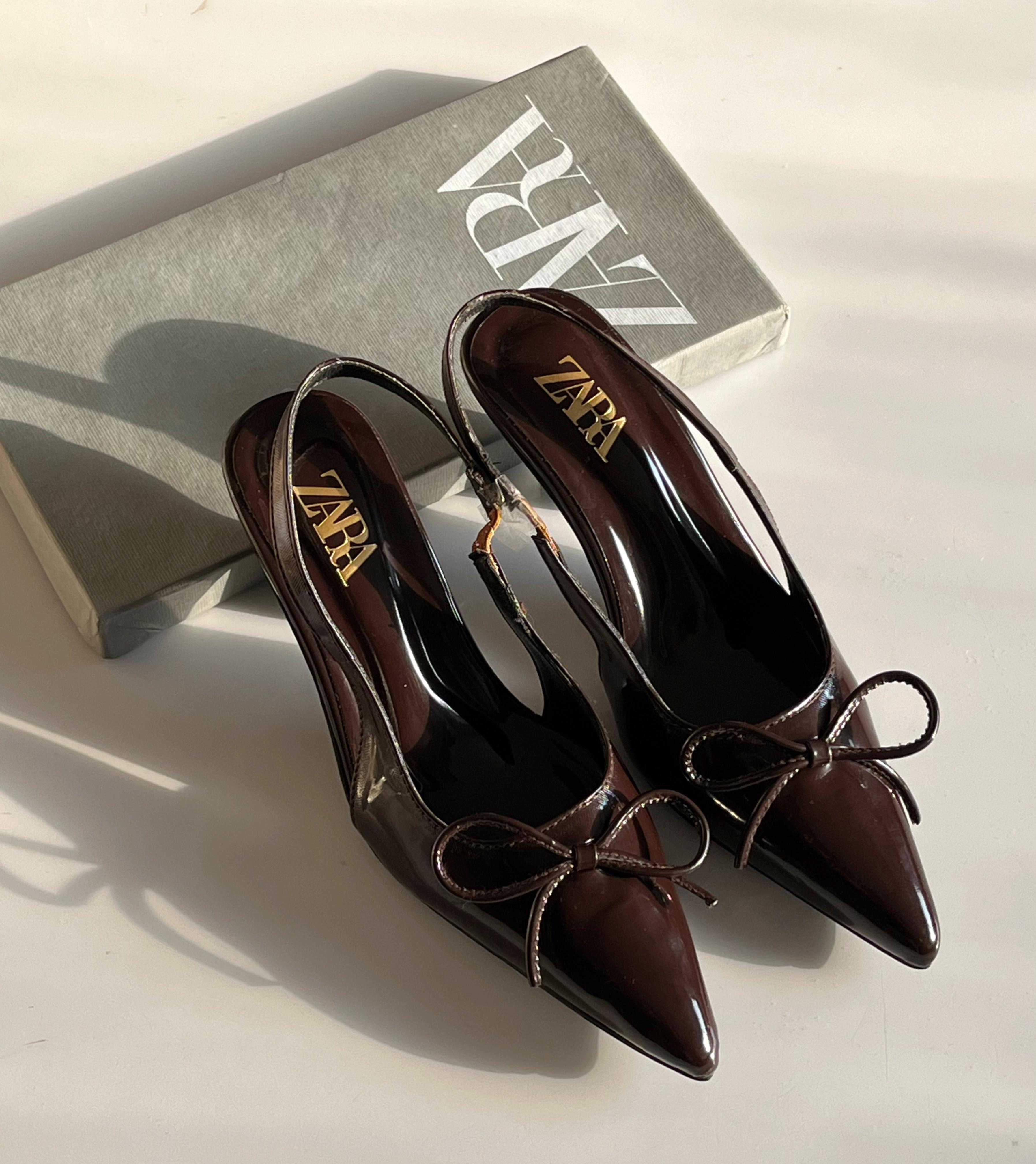ZARA BOW PATENT SLINGBACK