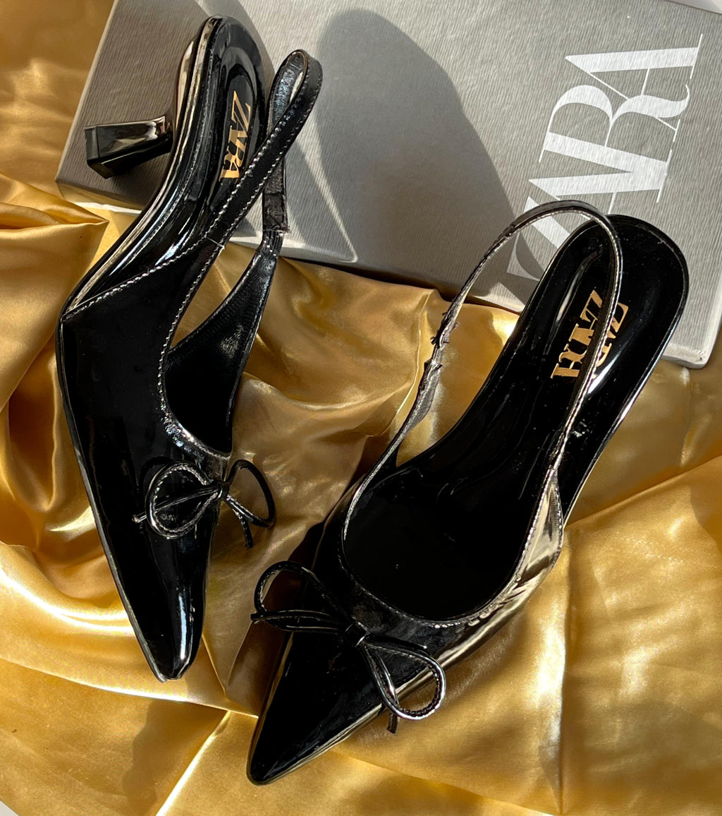 Sale BOW PATENT SLINGBACK( ALLOW TO OPEN AND FREE SHIPPING )