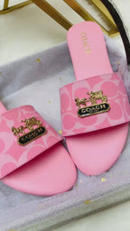 Coach copy Monogram Slide Sandals( ALLOW TO OPEN AND FREE SHIPPING )
