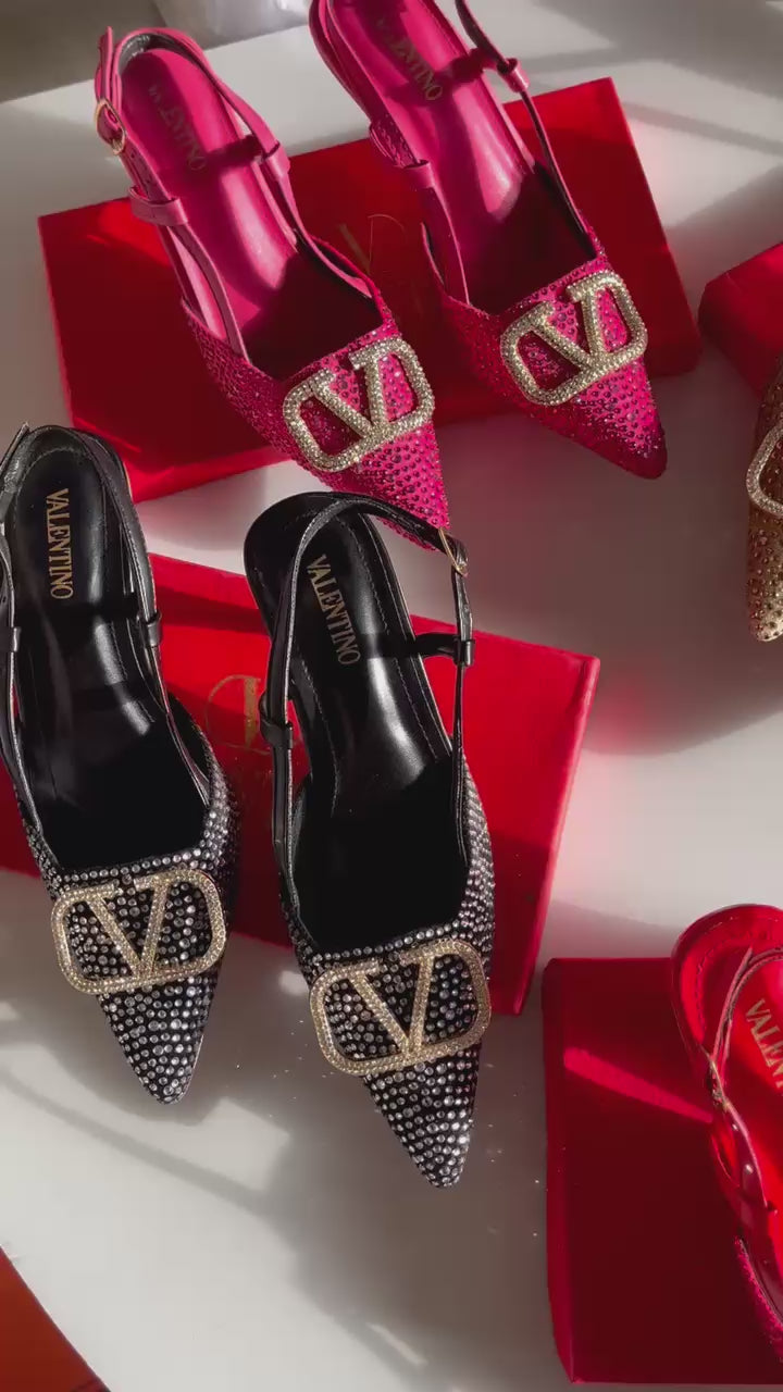Crystal V Slingback Heels
