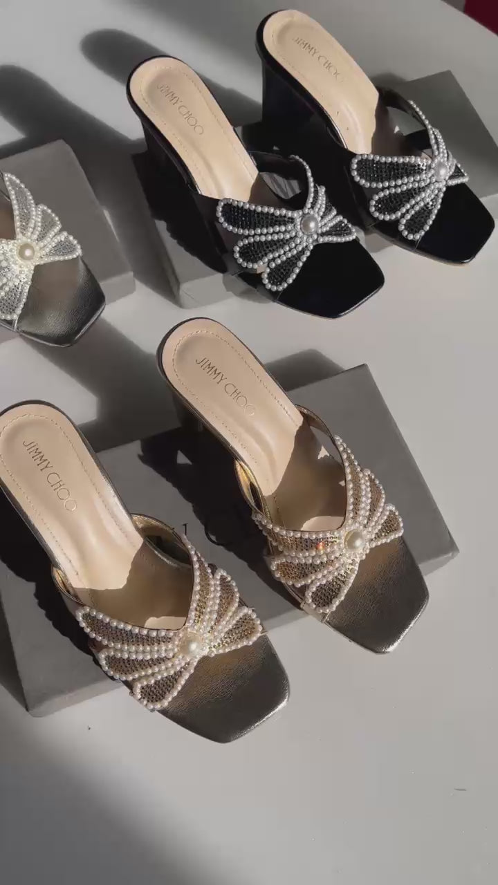 Pearls Bow Heel ( ALLOW TO OPEN AND FREE SHIPPING )
