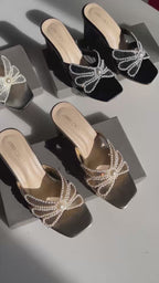 Pearls Bow Heel ( ALLOW TO OPEN AND FREE SHIPPING )