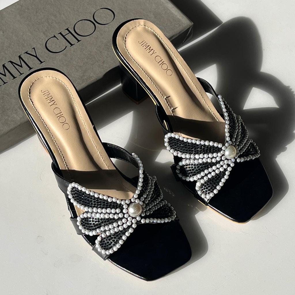 Pearls Bow Heel ( ALLOW TO OPEN AND FREE SHIPPING )