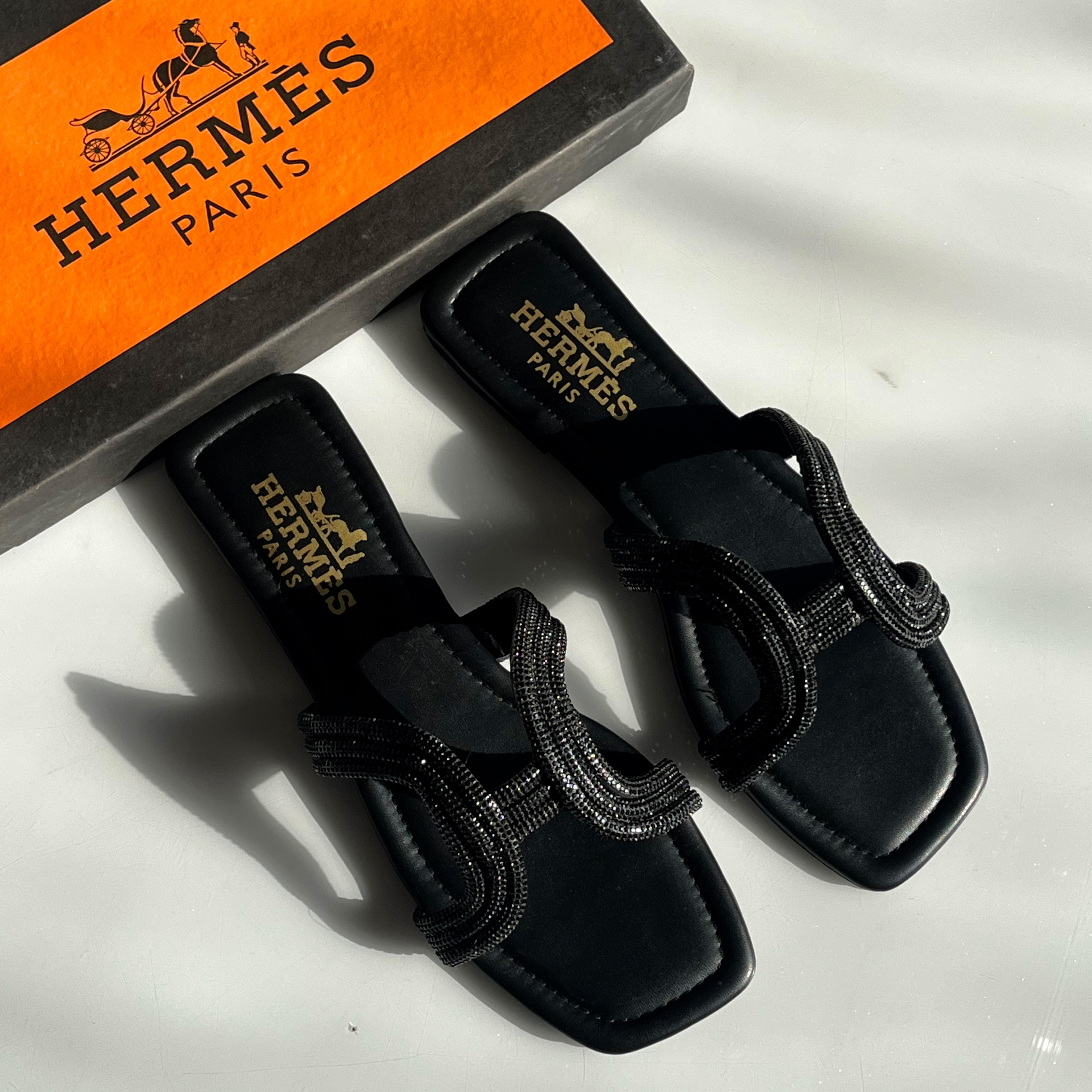 Hermès  Crystal-Embellished "H" Flat Sandals