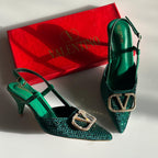 Crystal V Slingback Heels