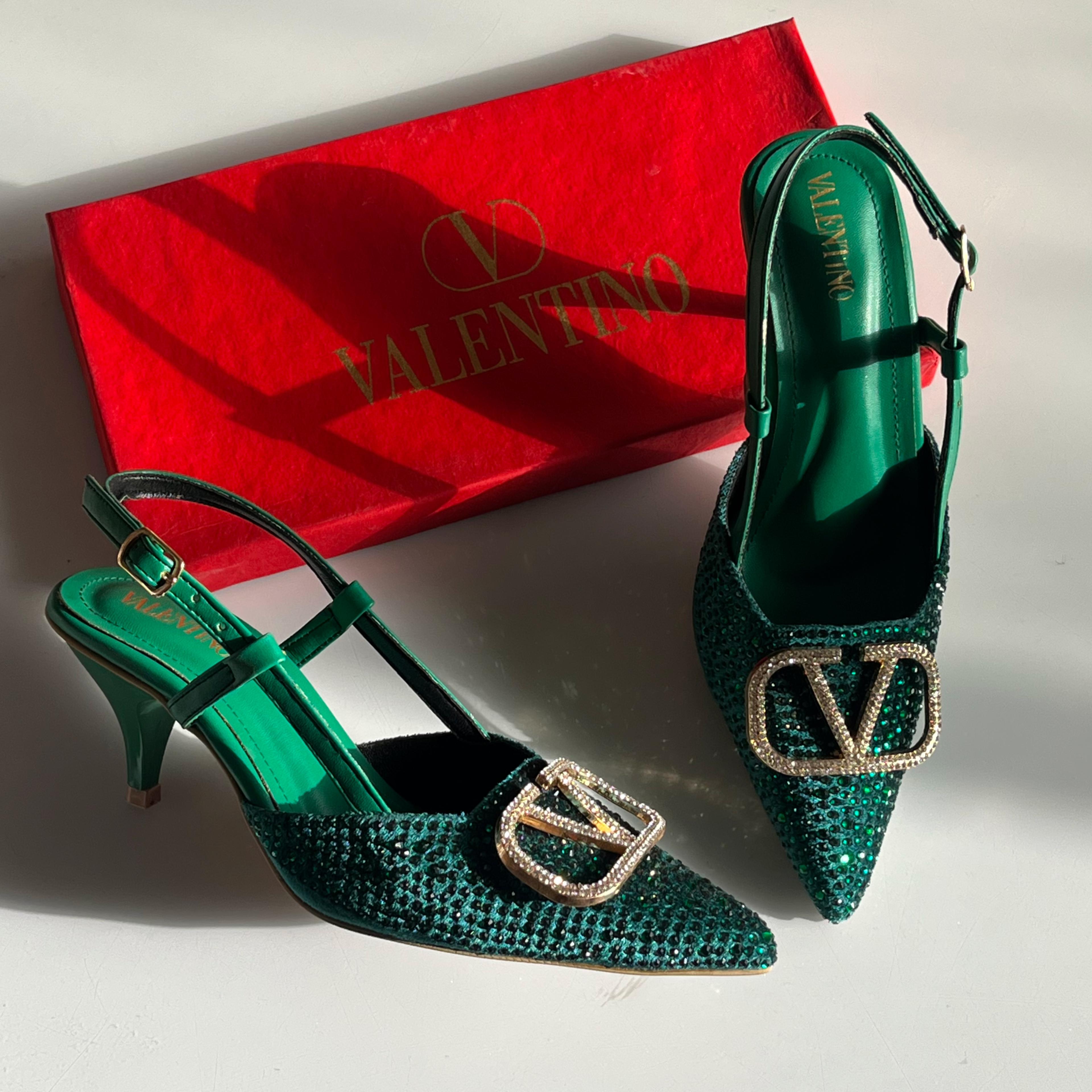 Crystal V Slingback Heels