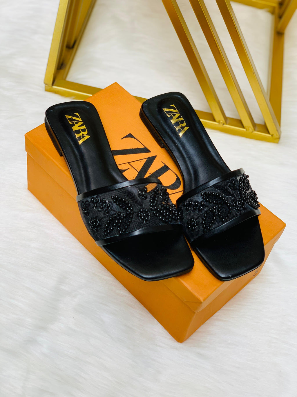 EMBROIDERY NET FLAT SLIPPER( ALLOW TO OPEN AND FREE SHIPPING )