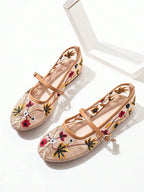 Floral Embroidery Flats Pump Shoe