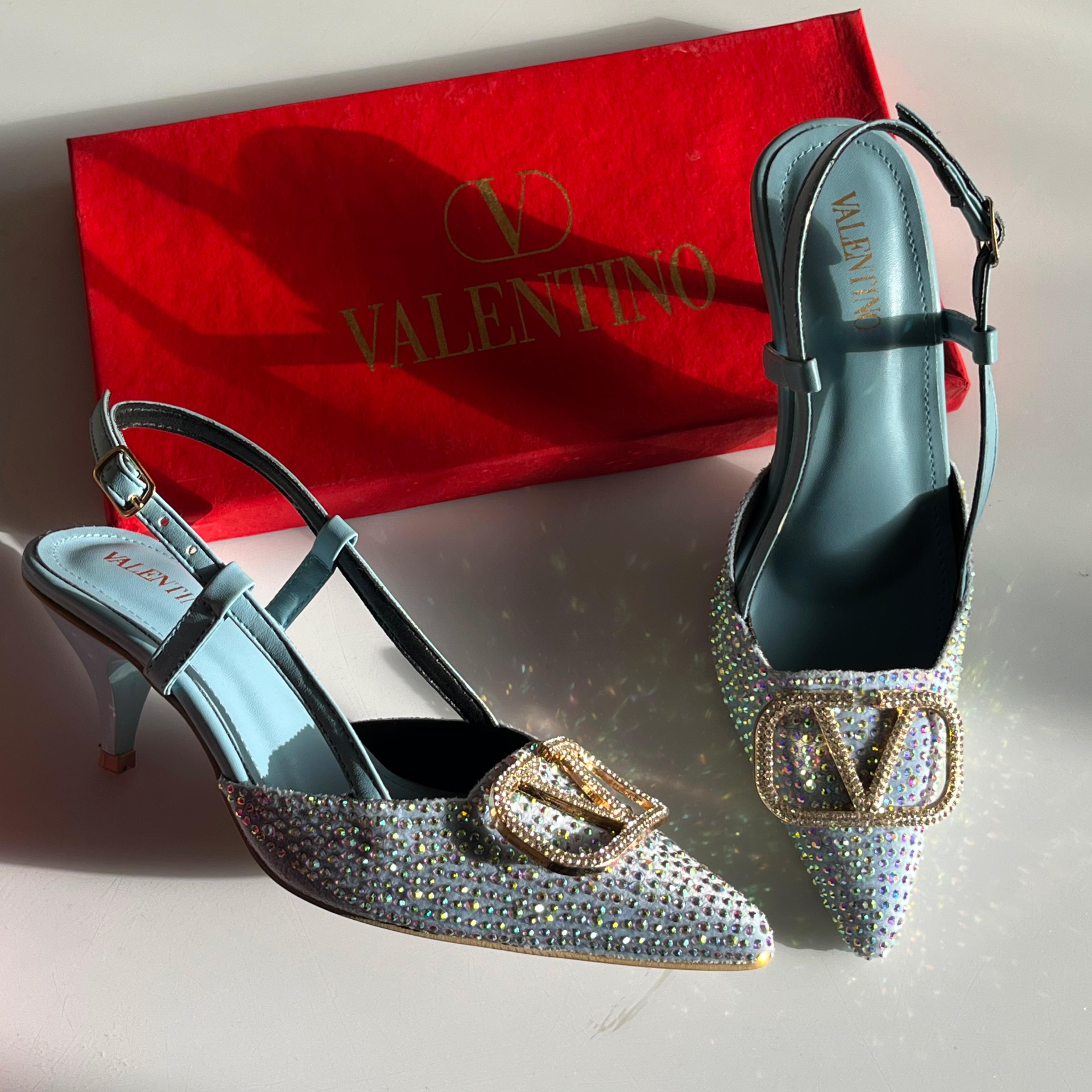 Crystal V Slingback Heels