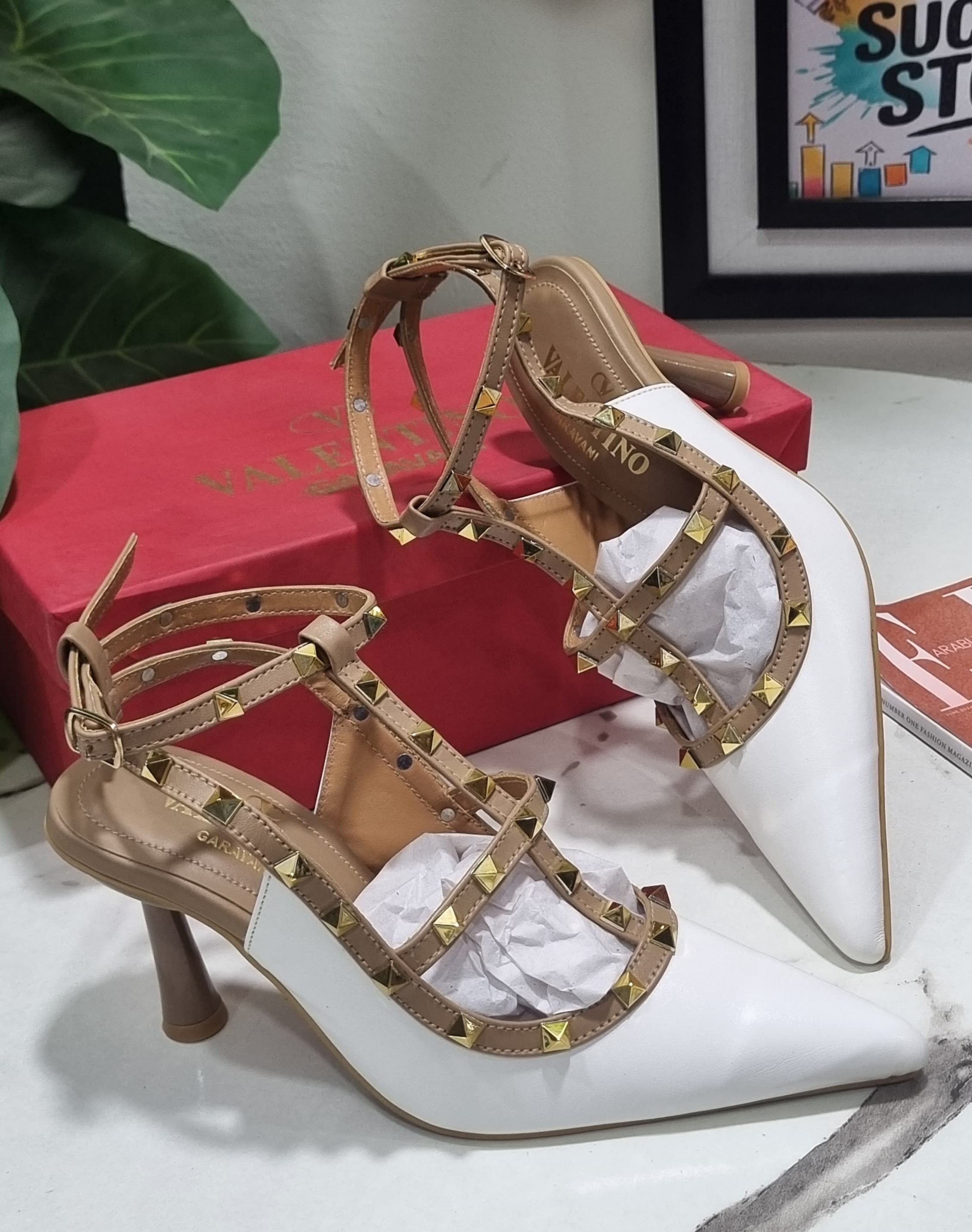 Stone heel Valentino style ( ALLOW TO OPEN AND FREE SHIPPING )