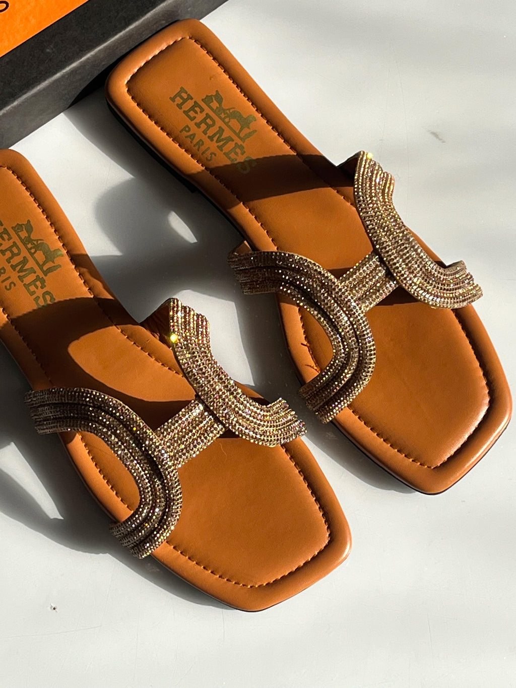Hermès  Crystal-Embellished "H" Flat Sandals