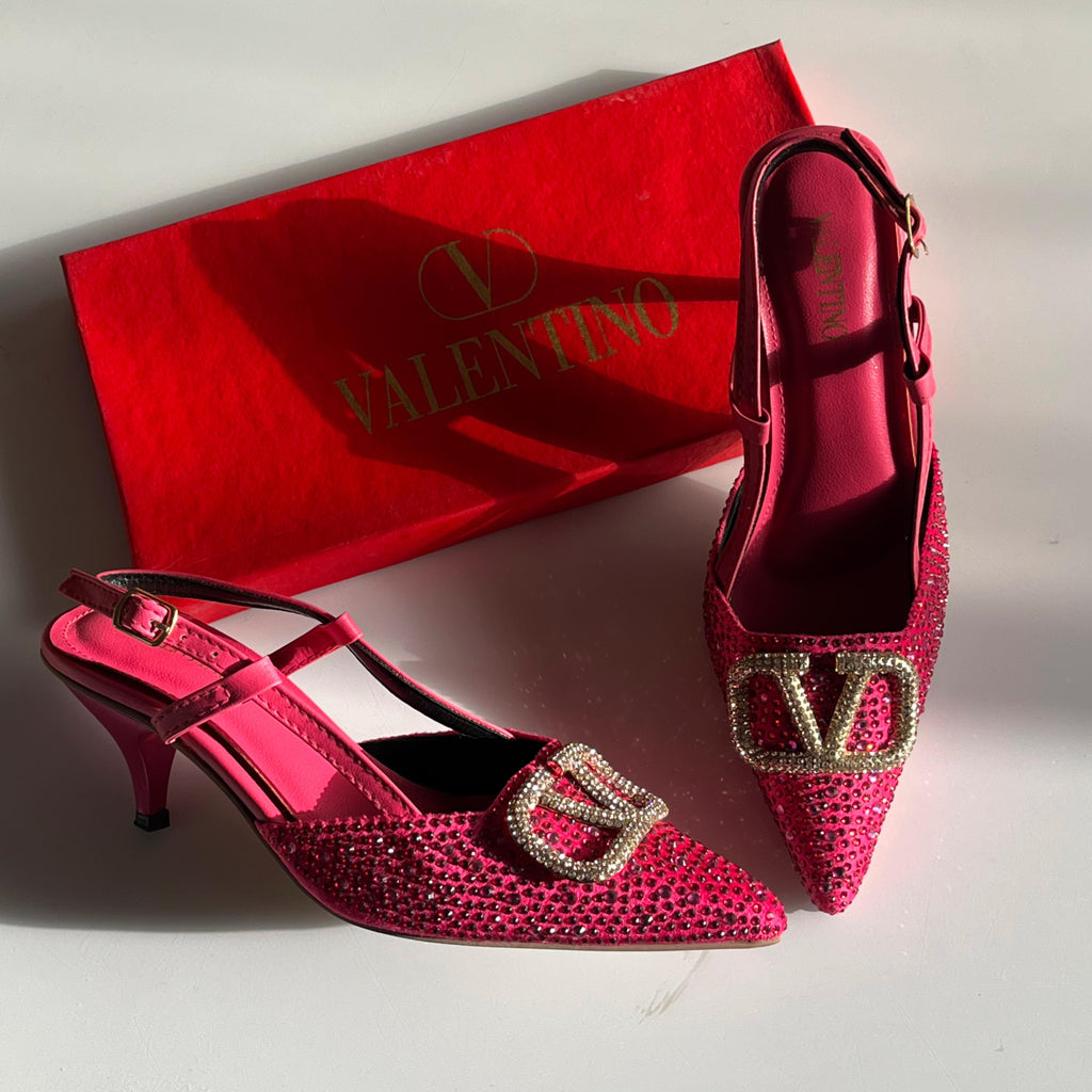 Crystal V Slingback Heels