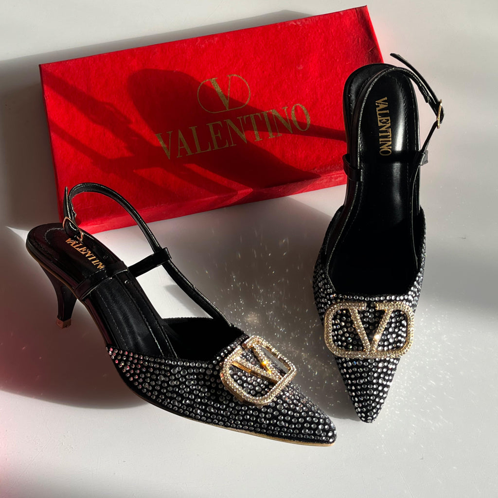 Crystal V Slingback Heels