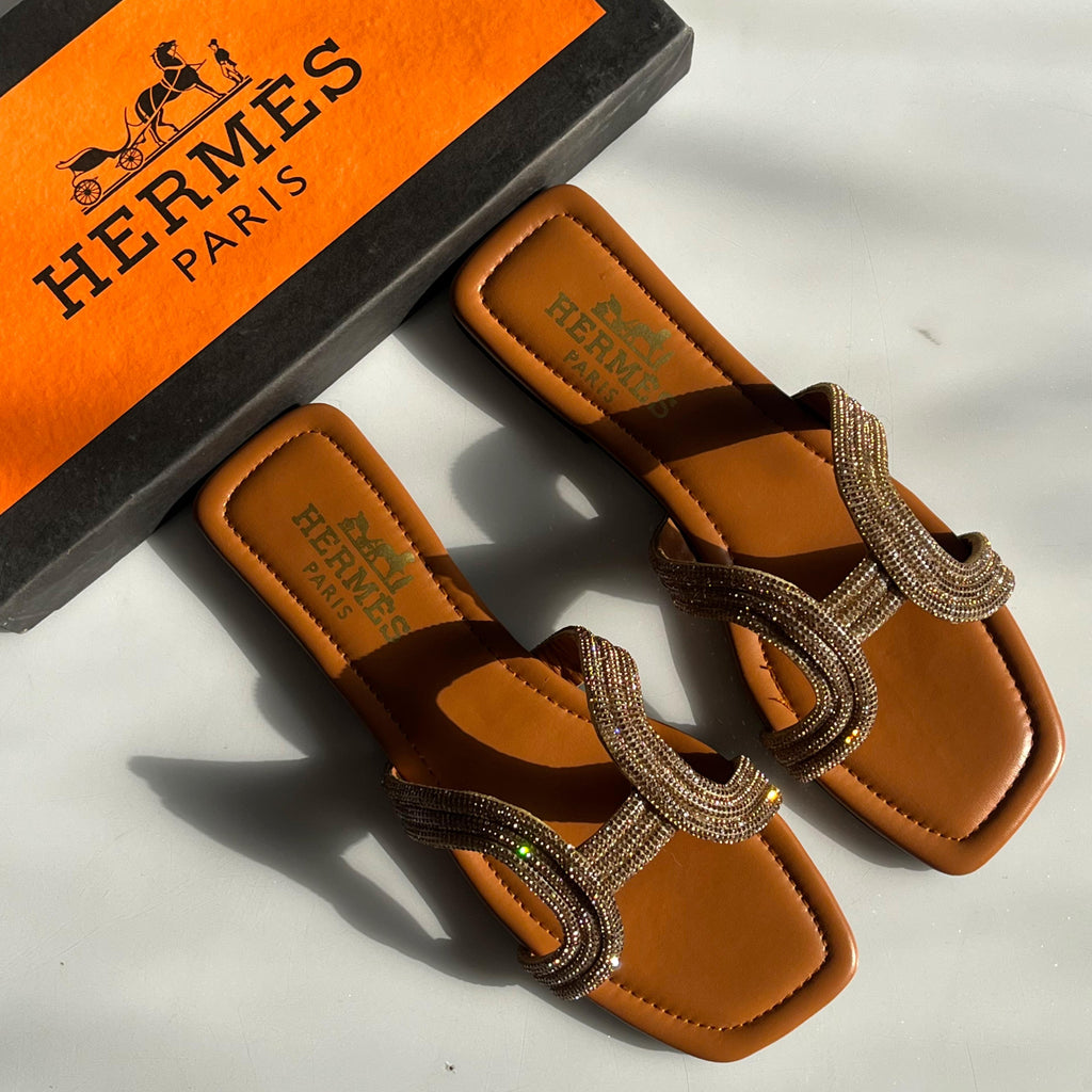 Hermès  Crystal-Embellished "H" Flat Sandals