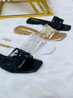 EMBROIDERY NET FLAT SLIPPER( ALLOW TO OPEN AND FREE SHIPPING )