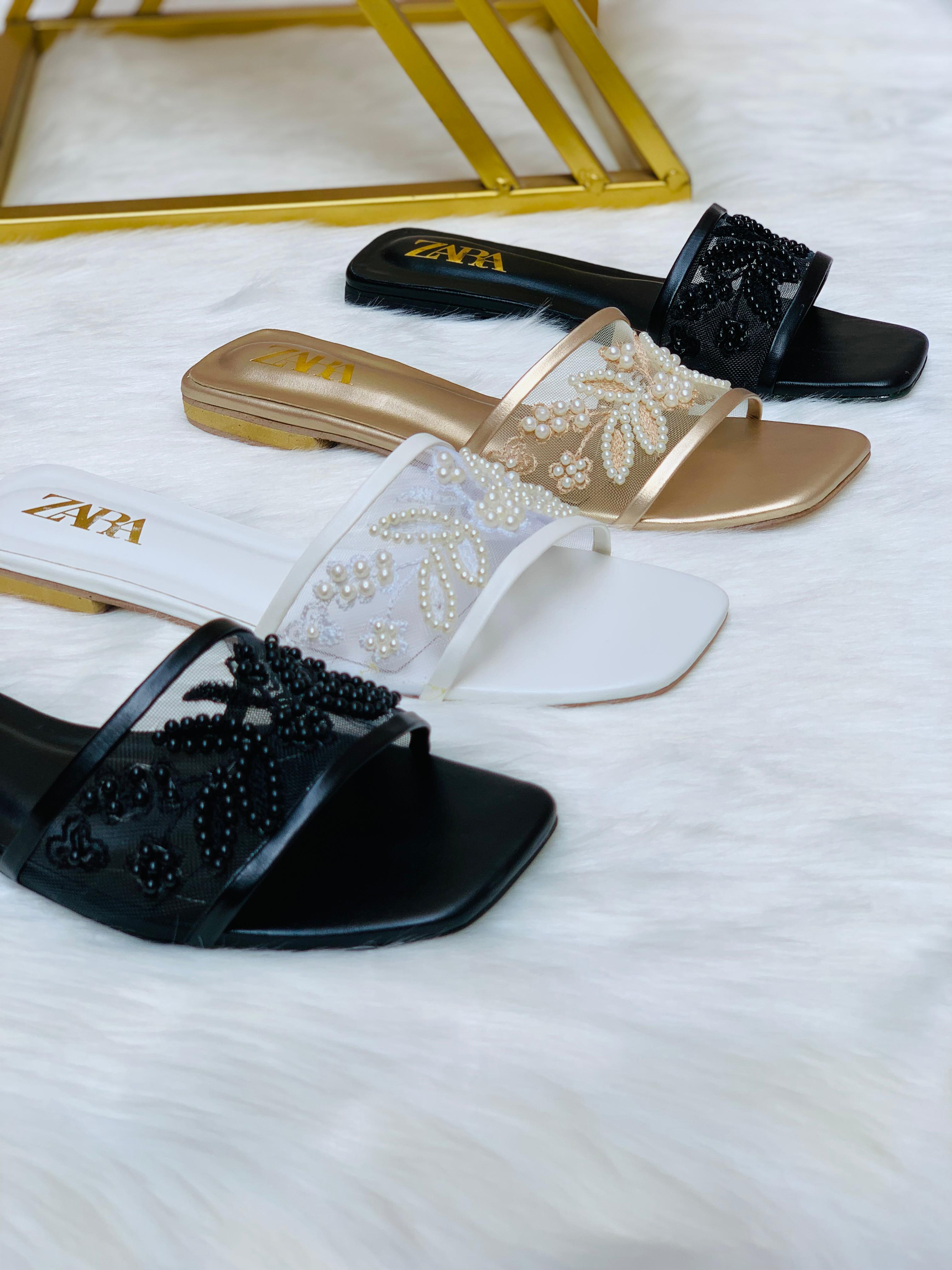 EMBROIDERY NET FLAT SLIPPER( ALLOW TO OPEN AND FREE SHIPPING )