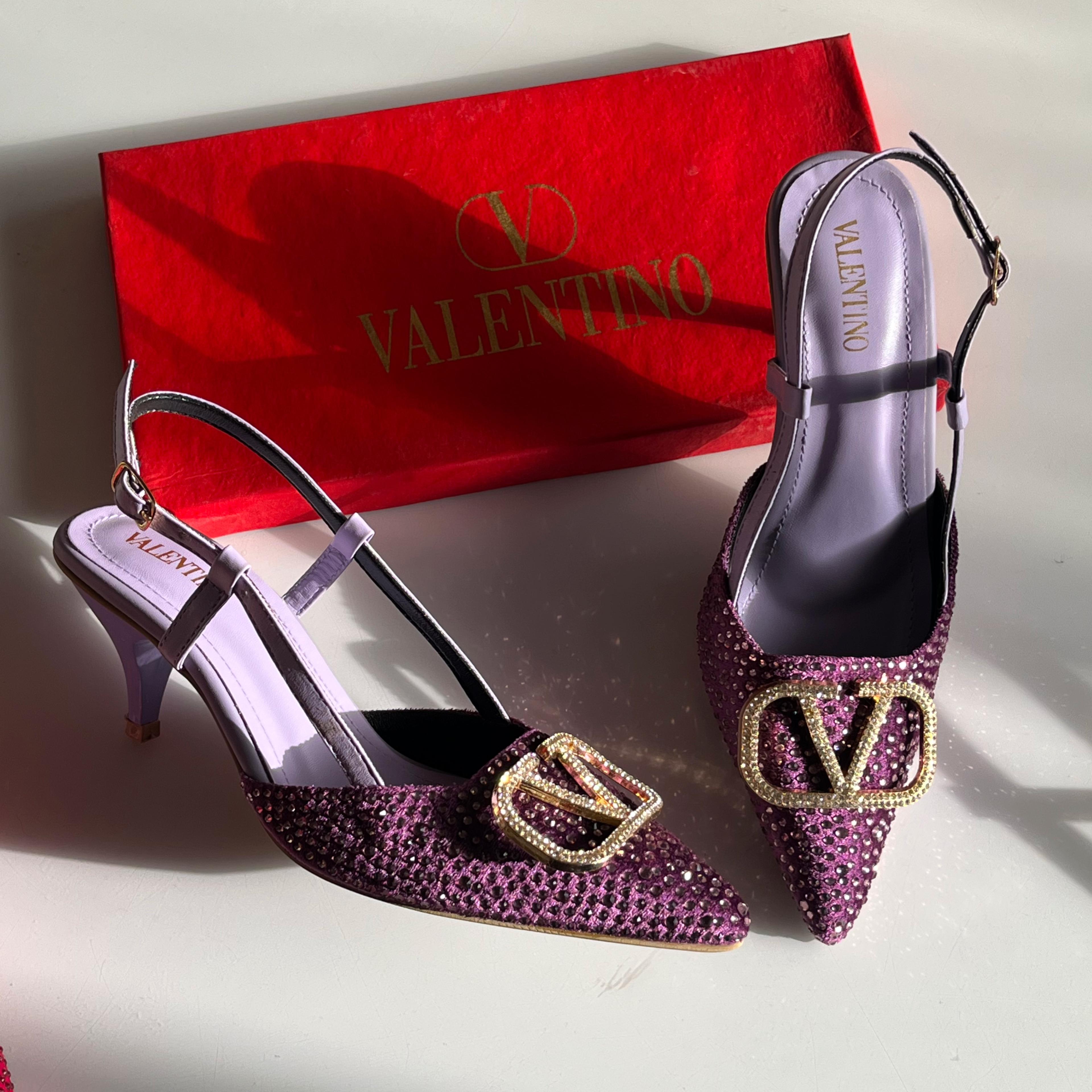 Crystal V Slingback Heels